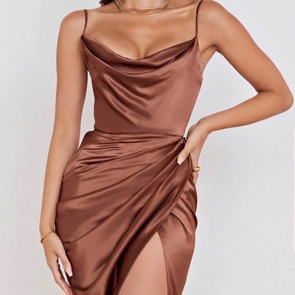 House of CB dress - REVA TOFFEE SATIN CORSET dress - Picture 1 of 4